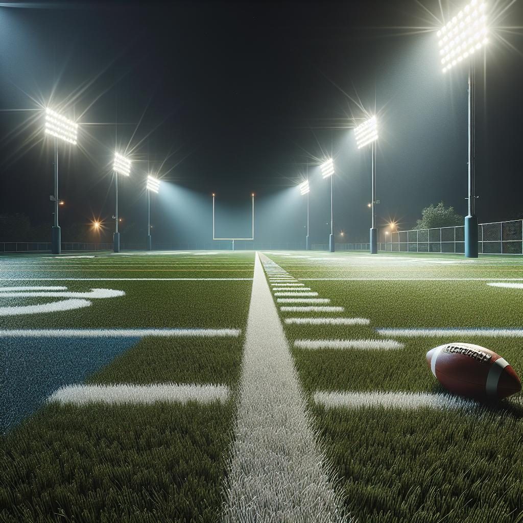 Football Field Lights On