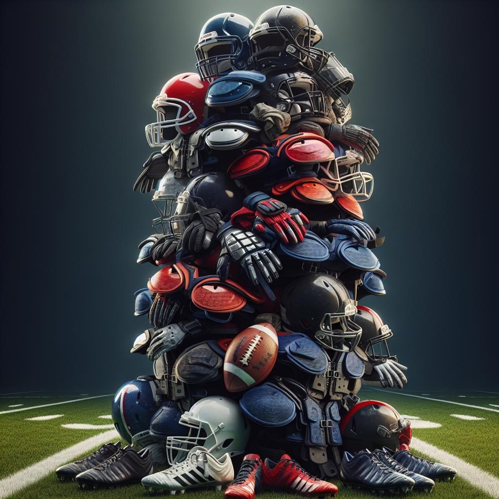 Football Gear Stacked High