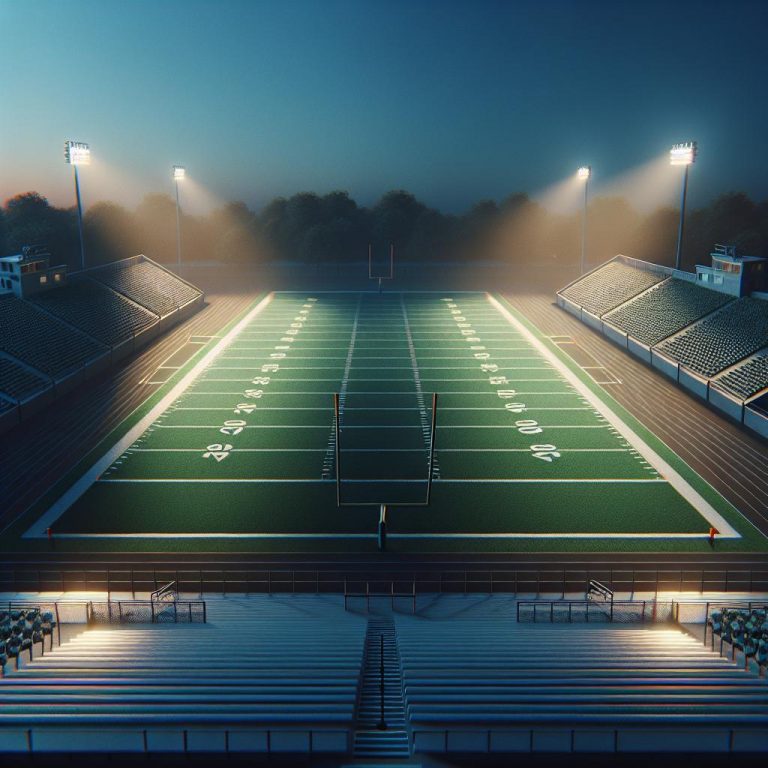 Football field at dusk