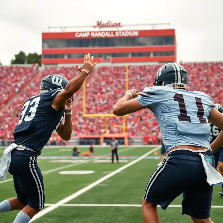 Thrilling Action Unfolds at Camp Randall Stadium in Madison, Wisconsin