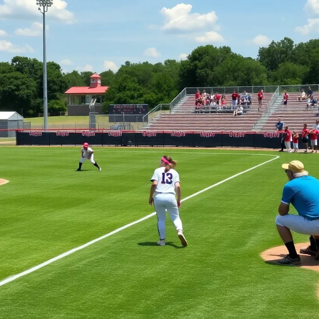 Players in action during the Texas high school softball season.