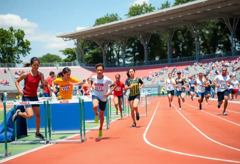 Young athletes competing in Arizona high school track and field events