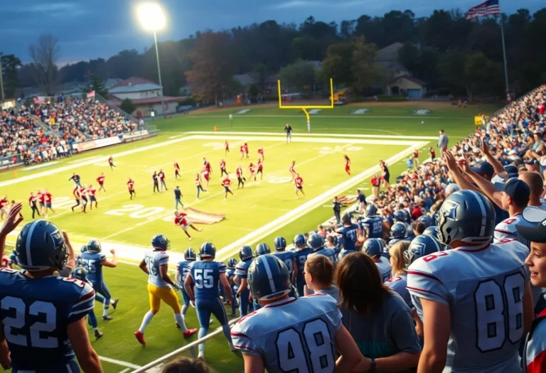 Bixby High School football players in action during a game.