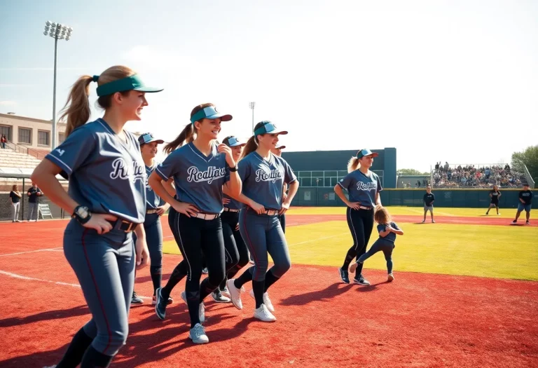 Boulder City High School softball team practicing on the field