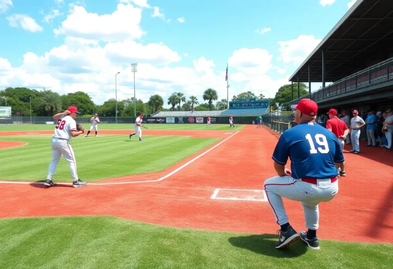 High school baseball players in action on the field in Brevard County.