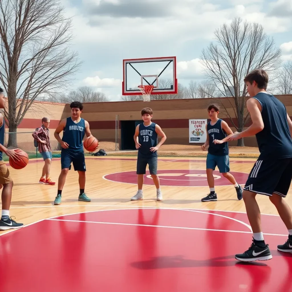 Cannelton High School basketball players practicing together