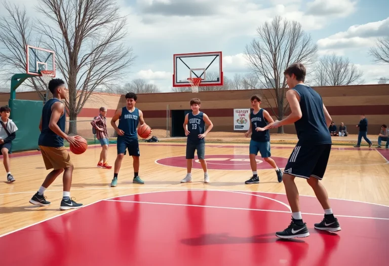 Cannelton High School basketball players practicing together