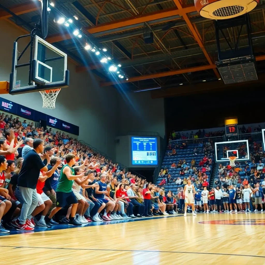 Crowd at high school basketball game