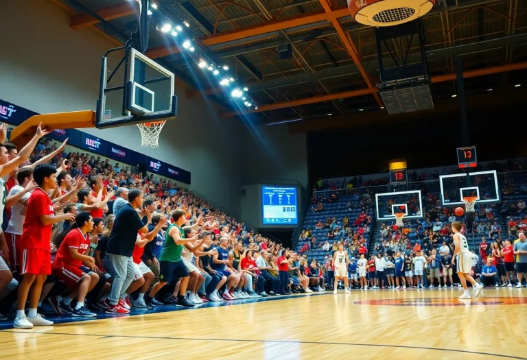 Crowd at high school basketball game