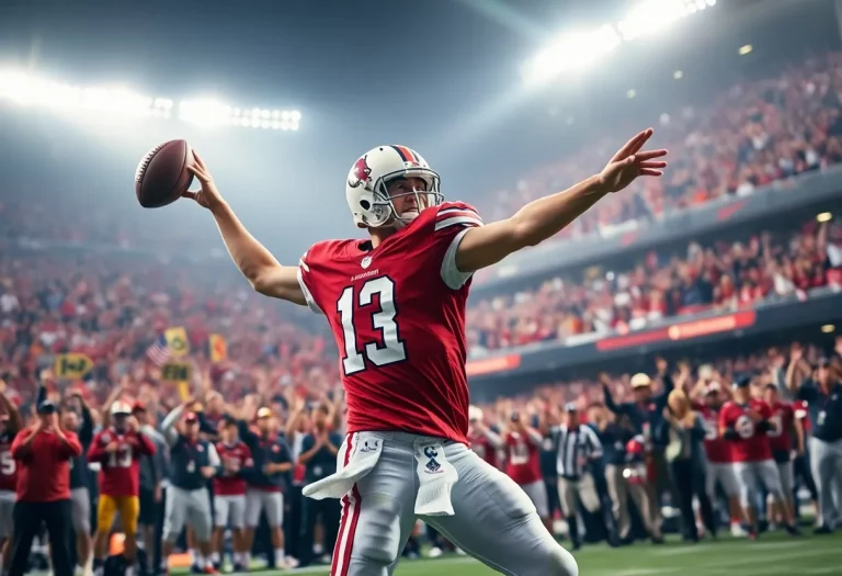 Quarterback in action on the football field