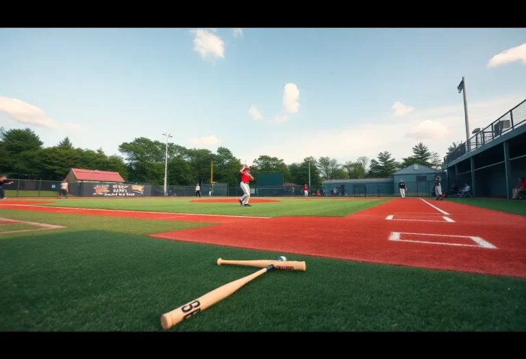 Players practicing baseball on a field in Charlotte