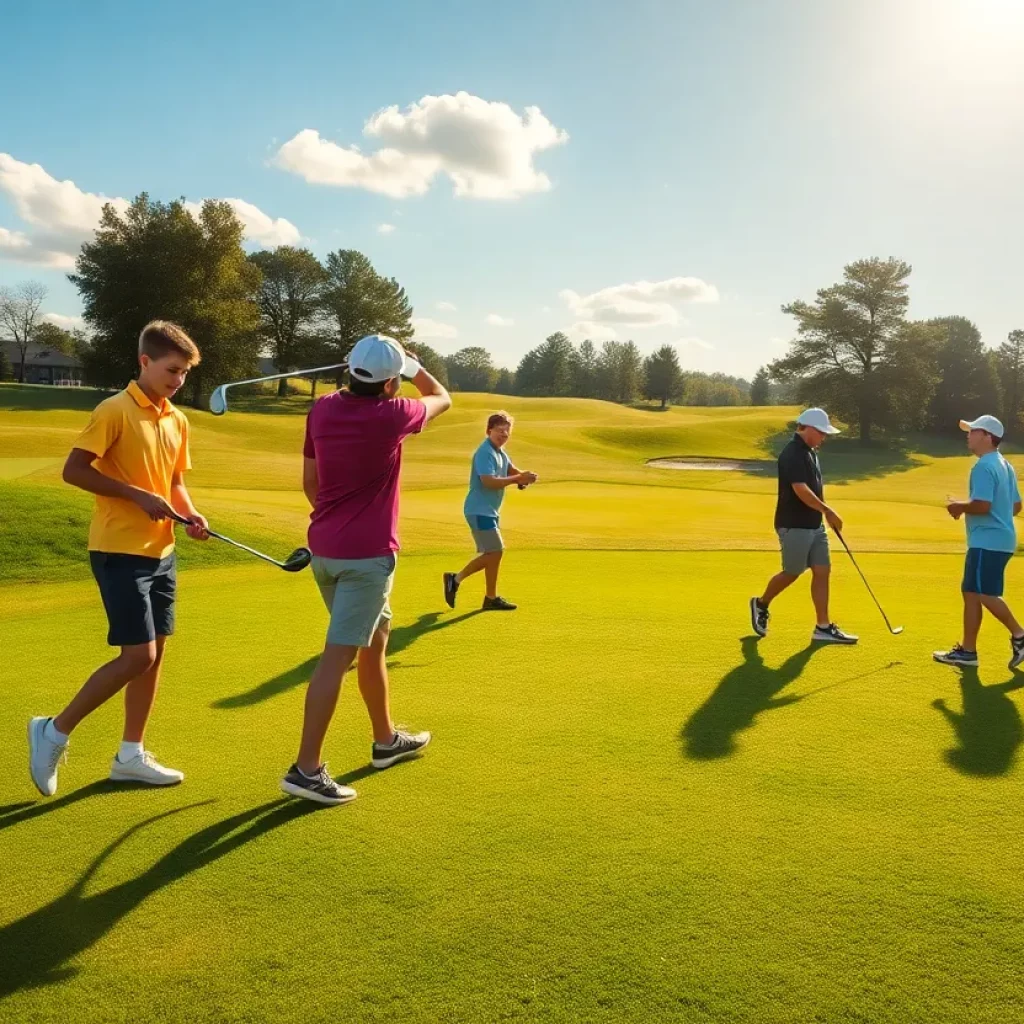 High school golf teams practicing on the course in Charlotte.