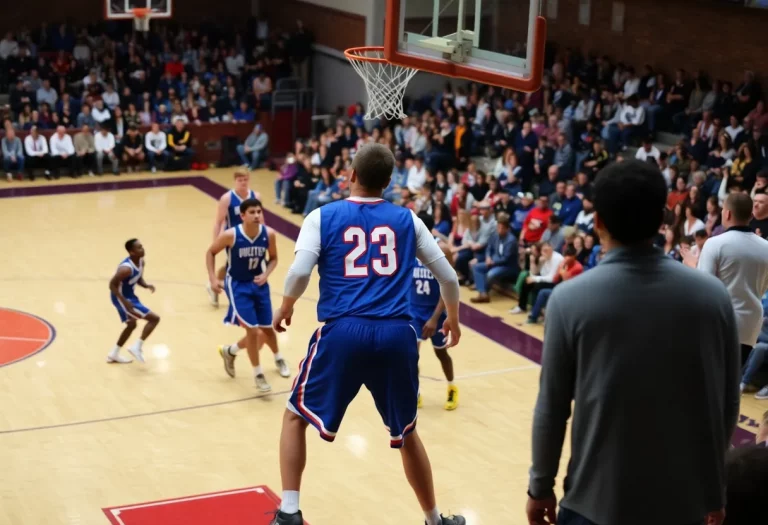 High school basketball players in action during the CIF Southern Section playoffs quarterfinals.