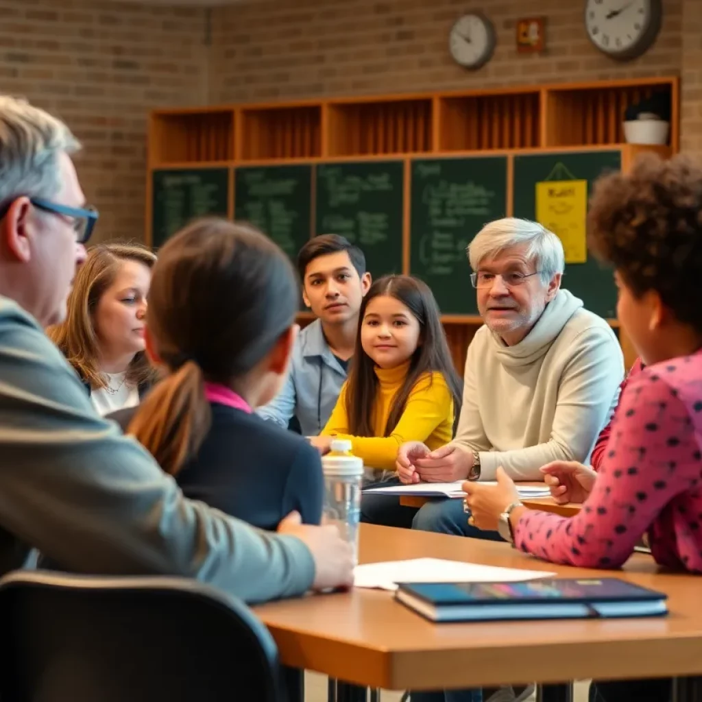 Parents and educators discussing school safety issues