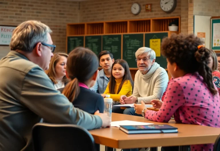 Parents and educators discussing school safety issues