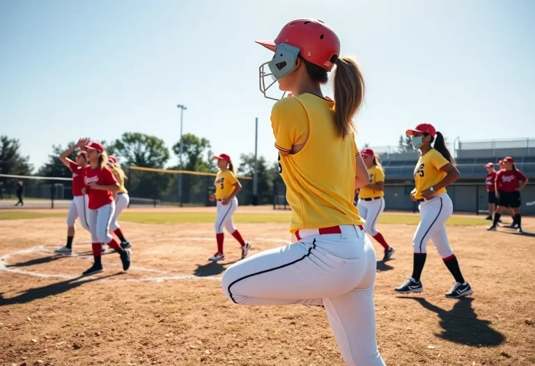 Coronado Cougars softball team practicing on the field