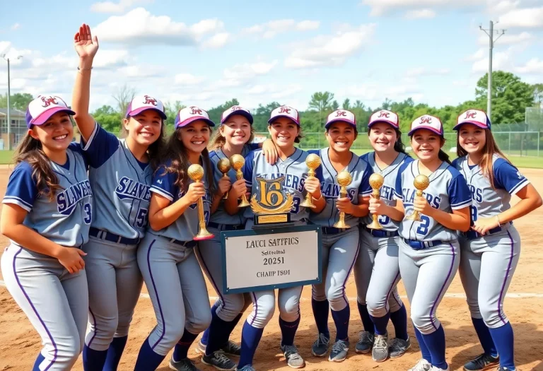 Douglas High School softball team celebrating their regional championship win