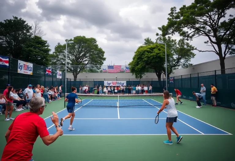 Athletes competing in a high school tennis match at Enterprise High School