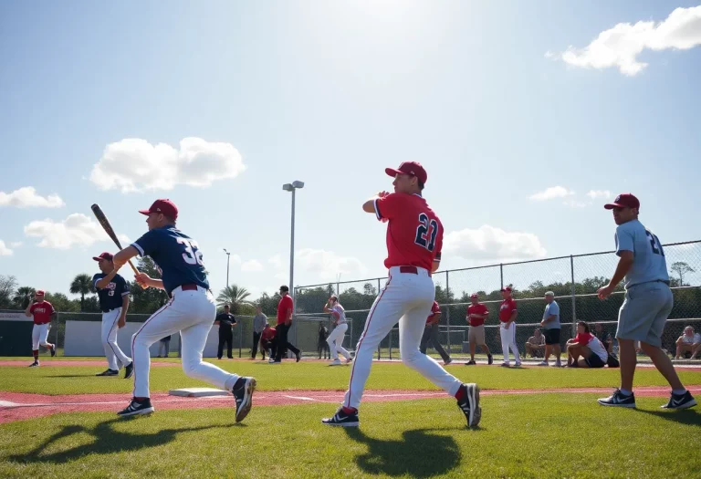 High school baseball players competing on the field in Florida