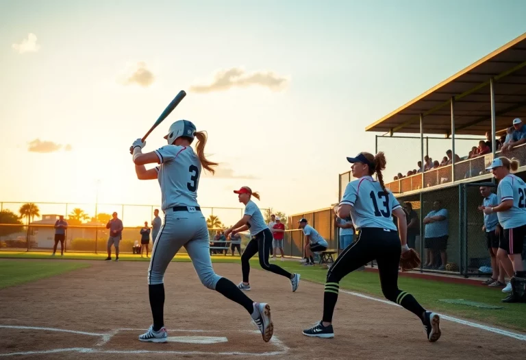 Players in action during a Florida high school softball game