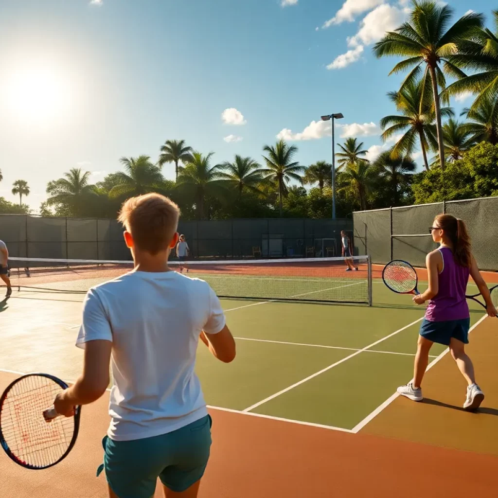 Students participating in Florida high school tennis matches