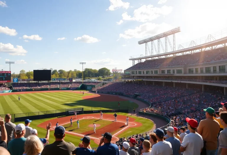 Fans cheering at a high school baseball game