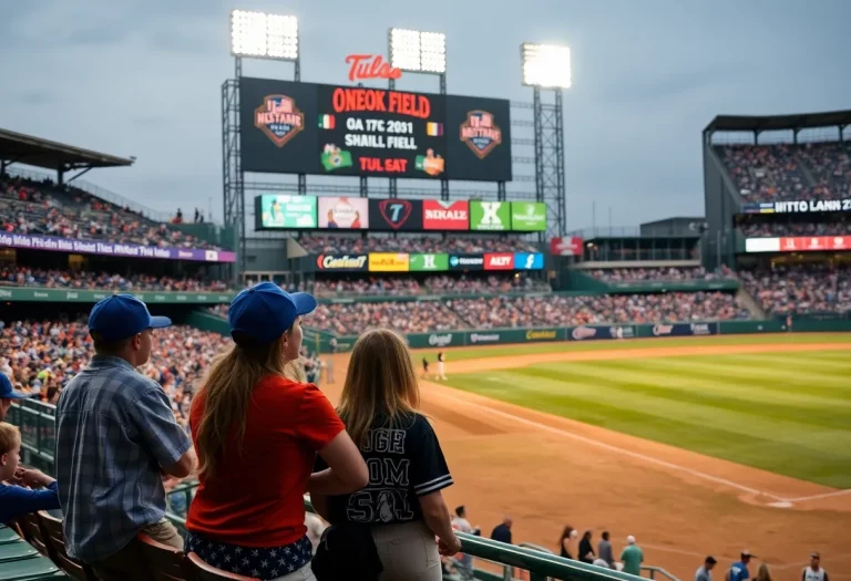 Families and local teams at the High School Baseball Series in Tulsa