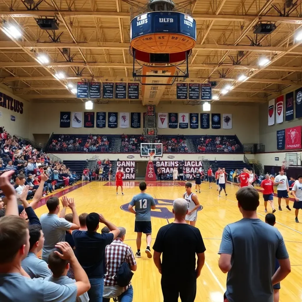 High school basketball gym filled with fans and players