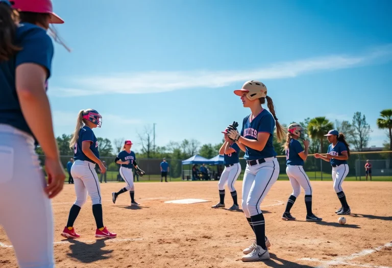 High school girls' softball players in action during the 2025 season in North Carolina.