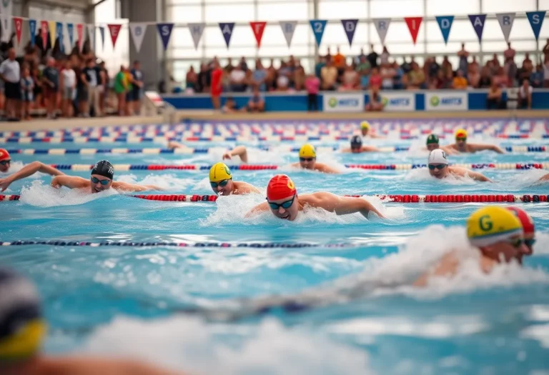 Swimmers competing in the Jersey Shore swimming championships