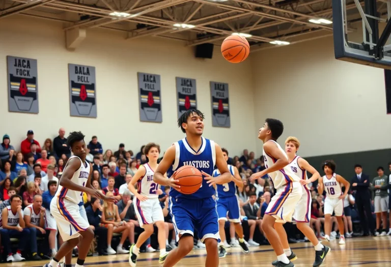 High school basketball players in action during a tournament in Montana