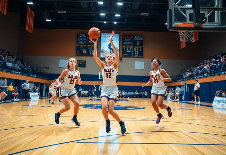 Nazareth Academy girls basketball team during a game