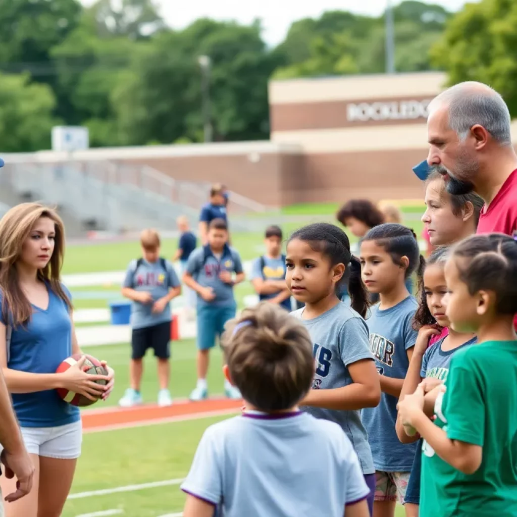 Parents and students discussing the lacrosse team cancellation in Rockledge