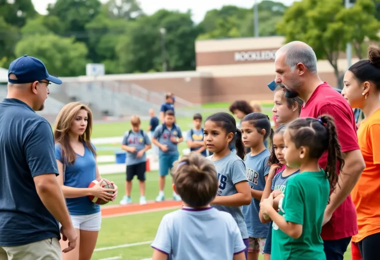 Parents and students discussing the lacrosse team cancellation in Rockledge