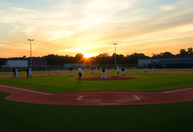 St. James High School baseball team practicing on the field