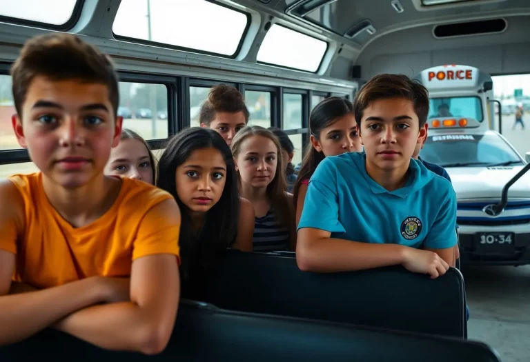 High school swim team on a charter bus during a border patrol stop