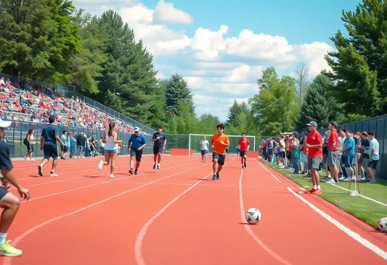 High school athletes participating in spring sports activities.