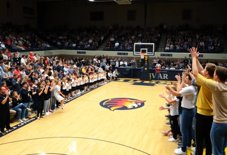 Basketball players competing in a high school game