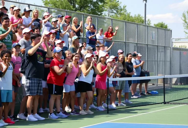 Warren Central High School tennis team playing a match on court