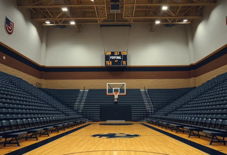 Empty gymnasium after a basketball forfeit in Woodridge