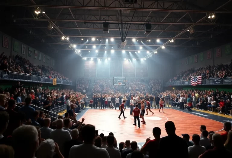 High school wrestling match at the 2025 Michigan Championships