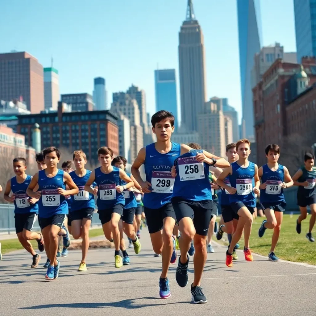 Xavier High School cross country team training in NYC