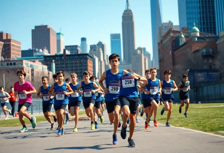 Xavier High School cross country team training in NYC