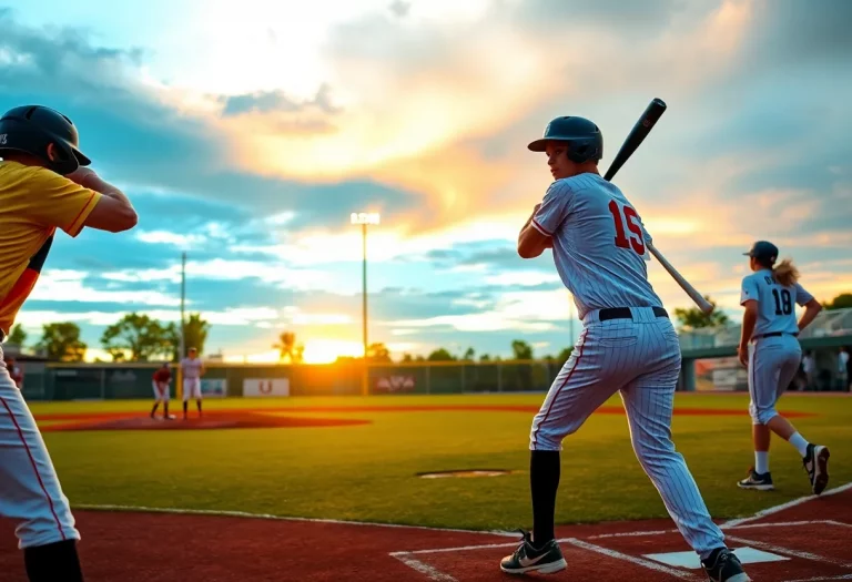 High school baseball players in action on a sunny day