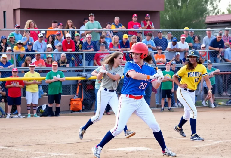 High school softball players in Arizona competing on the field