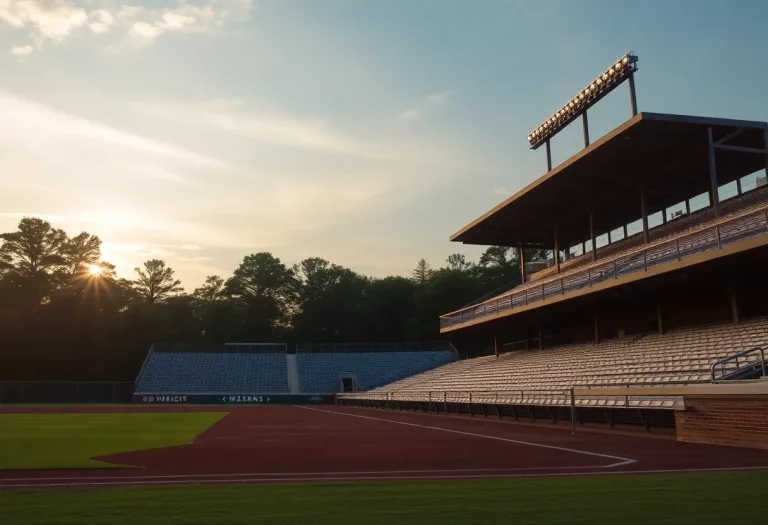 Empty baseball field at sunset, symbolizing a coaching legacy