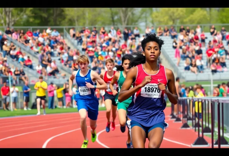 High school athletes competing in a track and field event