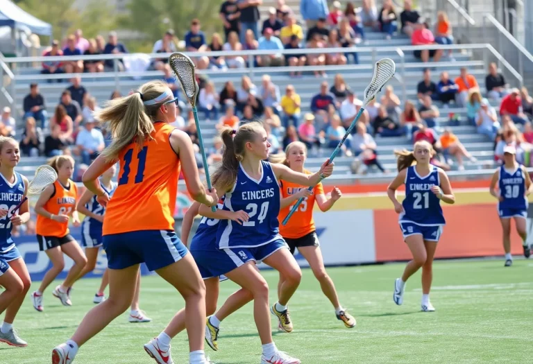 BHS girls varsity lacrosse team during their game against Newark Memorial