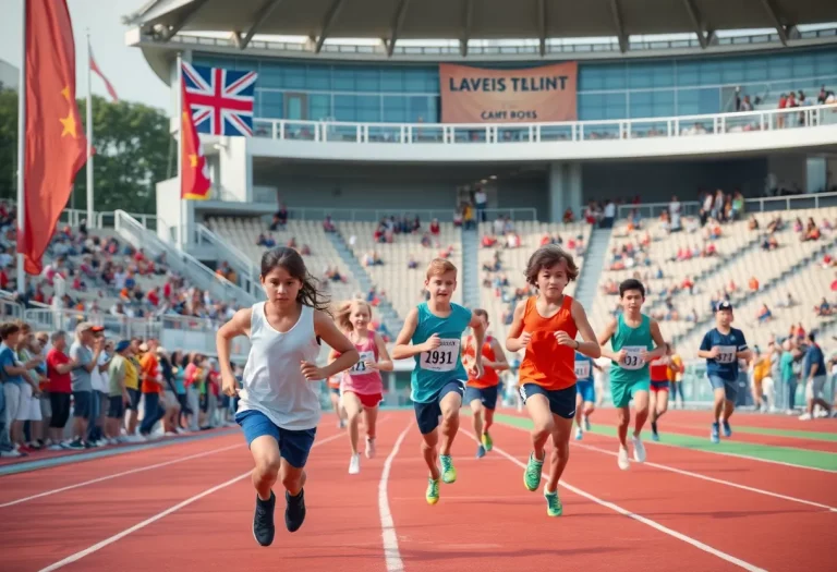 Young athletes competing at the Bob Hayes Invitational Track Meet