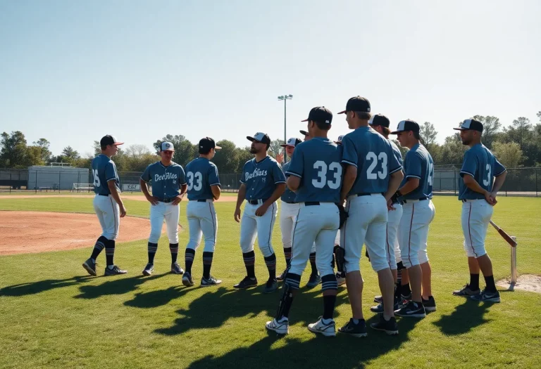 Booker High School baseball team showing teamwork during practice